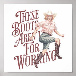Poster Vintage Western Pinup Girl Cowgirl Boots Snarky