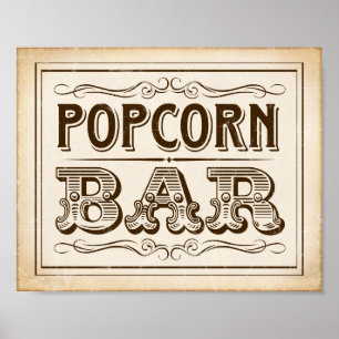 Poster Vintage Western POPCORN - BAR