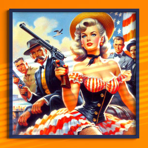 Poster Vintage Western Pulp Girl
