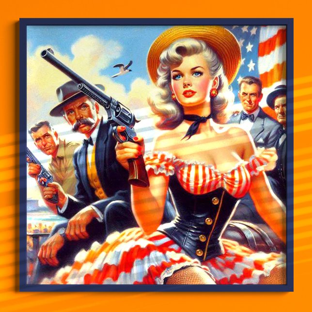 Poster Vintage Western Pulp Girl (Criador carregado)
