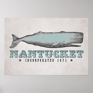 Póster Vintage Whale Nantucket Massachusetts Inc 1671