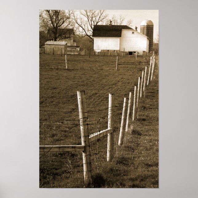 Póster Vintage White Barn (Frente)