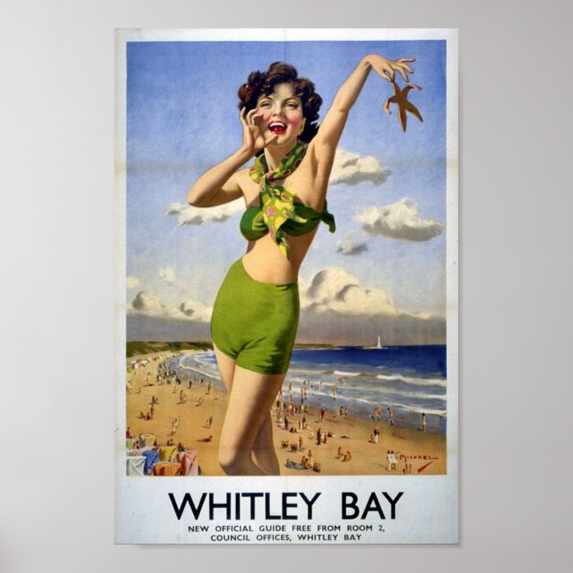 Poster Vintage Whitley Bay, Inglaterra (Frente)