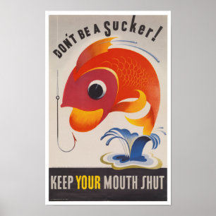 Poster Vintage WII American Propaganda Fish