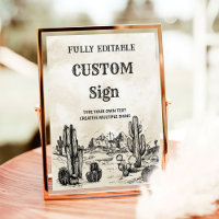 Vintage Wild West Cowboy Sinal de Mesa Festa de an