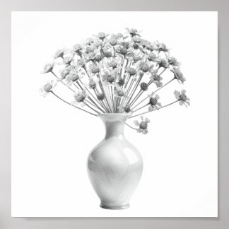 Poster Vintage Wildflower Bouquet Pencil Sketch Art