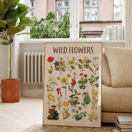 Poster Vintage Wildflower Chart Wall Art