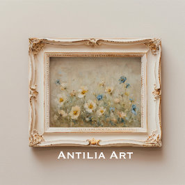 Poster Vintage Wildflower Field Painting Botanical Floral
