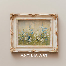Poster Vintage Wildflower Meadow Painting Campo