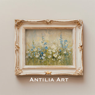 Poster Vintage Wildflower Meadow Painting Campo