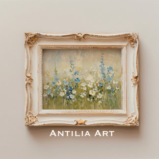 Poster Vintage Wildflower Meadow Painting Campo