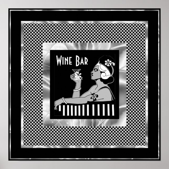 Poster Vintage Wine Bar Art Deco (Frente)