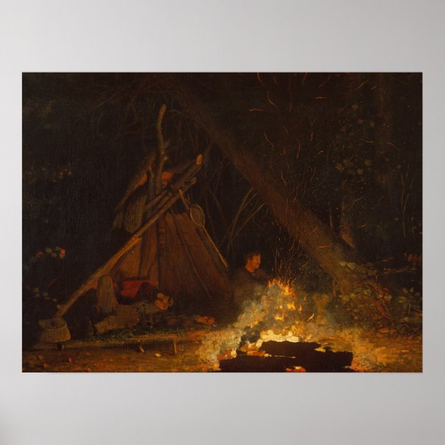 Poster Vintage Winslow Homer Camp Fire (Frente)