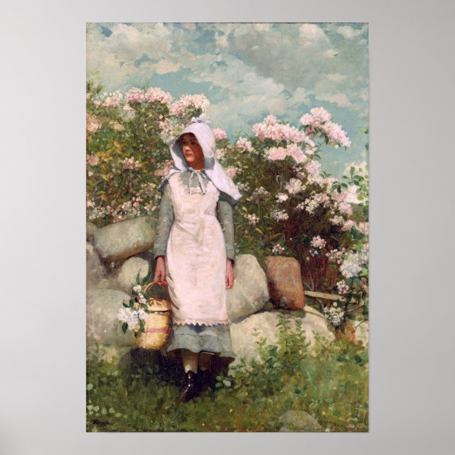 Poster Vintage Winslow Homer Girl e Laurel (Frente)