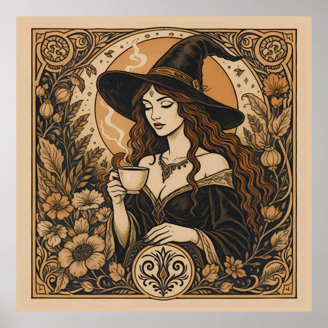 Poster Vintage Witch Tea Time (Frente)