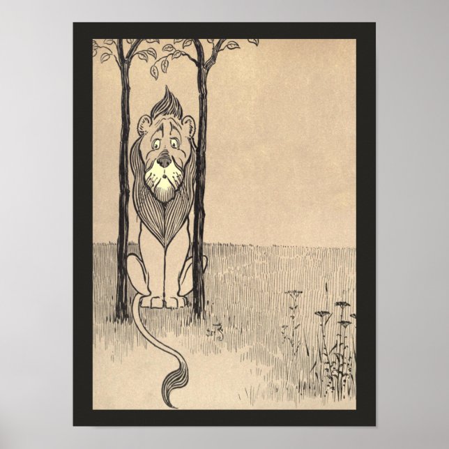 Póster Vintage Wizard of Oz, Cowardly Lion (Frente)