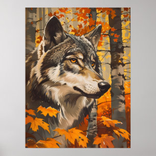 Poster Vintage Wolf Portrait