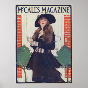 Poster Vintage Woman in Black on Magazine de 1915