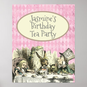 Poster Vintage Wonderland Tea Party Pink