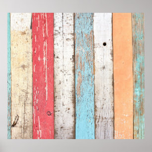 Poster Vintage Wood: Textura Cracking Multicolor.