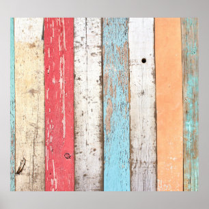 Poster Vintage Wood: Textura Cracking Multicolor.