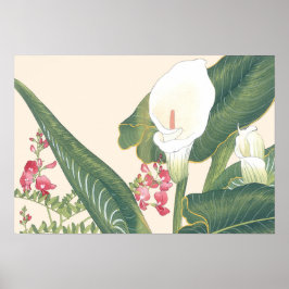 Poster Vintage - Woodblock White Calla Lily