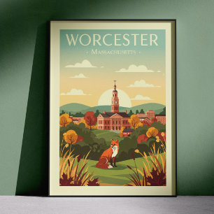 Poster Vintage Worcester Massachusetts