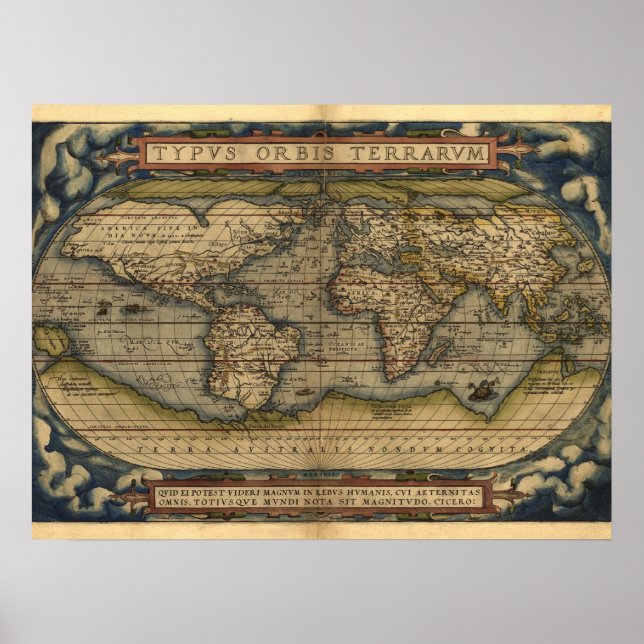 Póster Vintage World Map Atlas Design histórico (Frente)