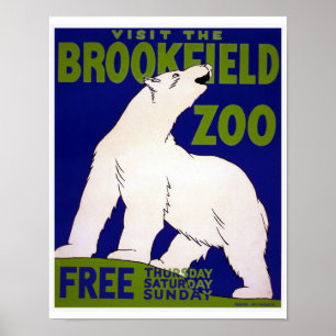 Póster Vintage WPA do jardim zoológico de Brookfield da