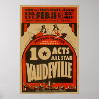 Poster vintage WPA do Vaudeville All Star 1938