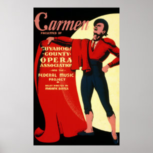 Póster Vintage WPA Federal Music Project Opera Carmen