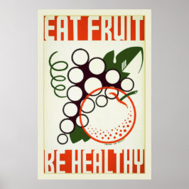 Poster Vintage WPA poster, comendo saudável, coma Fruta