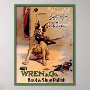 Poster Vintage Wren & Co. Boot & Calçado polonês Ad Dog