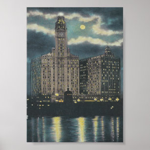 Póster Vintage Wrigley que constrói Chicago
