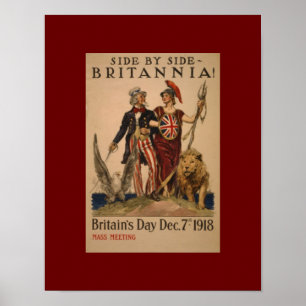 Póster Vintage WW1 de lado a lado Brittania