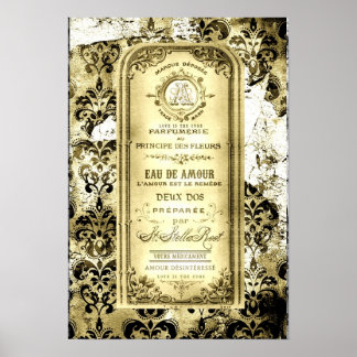 Poster Vintage Yellow Love é a Garrafa de Medicina Cura