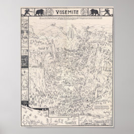 Poster Vintage Yosemite Map of National Park 1931