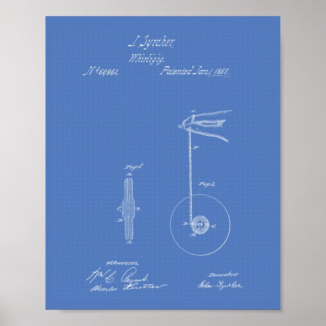 Póster Vintage Yoyo 1867 Patent Art Blueprint (Frente)