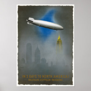 Poster vintage Zeppelin da América do Norte 1937