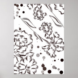Poster Vintage Zinnia Flores Desenho