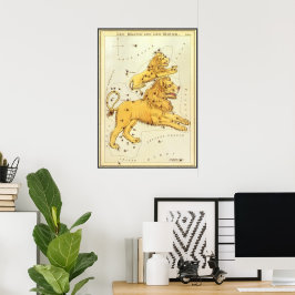 Póster Vintage Zodiac, Astrologia, Constelação de Leão Li