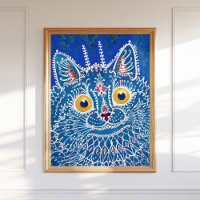 Vintagem de Pintura de Gato Azul Psicodélico Louis