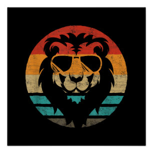 Póster Vintagem do estilo Leão Retro