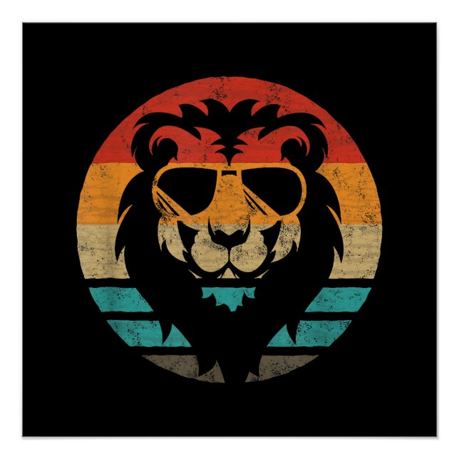 Póster Vintagem do estilo Leão Retro (Frente)