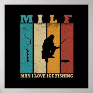 Poster vintagem engraçada amantes da pesca do gelo