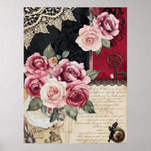 Poster Vintagem Gótica Romântica Elegante