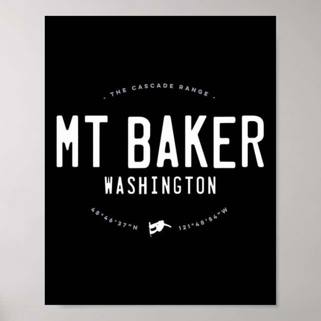 Poster Vintagem Gráfica do Monte Baker Washington (Frente)