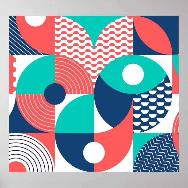 Poster Vintagem Moderna Mural Geométrica (Frente)