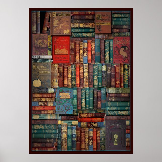 POSTER VINTAGEM "PAREDE DE LIVROS" VERSÃO II (Frente)
