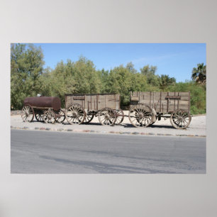 Póster Vinte mulas puxaram estes vagões para 165 milhas